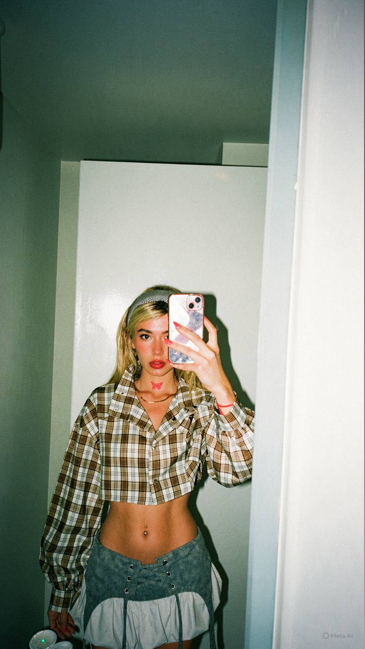 Main portrait wearing a checked shirt and headband.